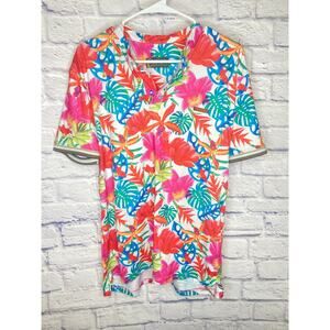 ❤️Tabuu Men Tropical Flamingo Polo Golf Shirt Multicolor Medium, EUC Pristine